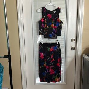 Milly floral top size 4 and skirt size 6 made in USA
